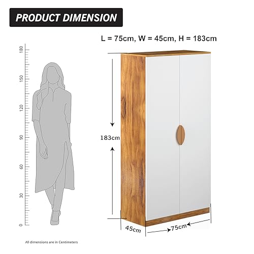 Image of Callas 2 Door Engineered Wood Wardrobe | Modern Bedroom Storage Cabinet with Lock & Shelves | Compact Almirah for Clothes,1 Year Warranty with Free Installation