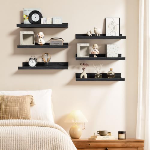 Image of BAYKA 15.7x4.13 Floating Shelves for Wall,Room Decor,Raised Lip,6 Pack