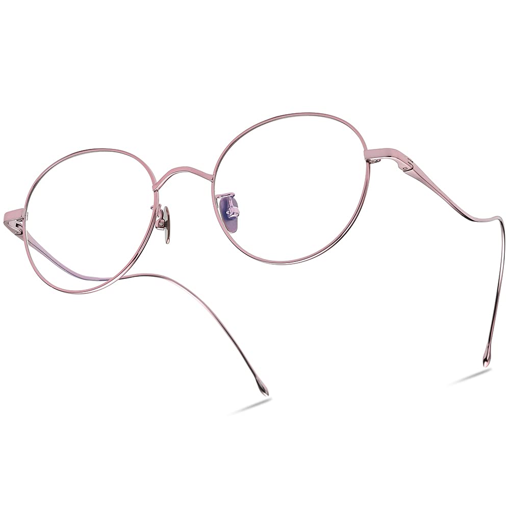 FONEX Titanium Glasses Frame,Round Myopia Optical Eyeglasses for Women 8558