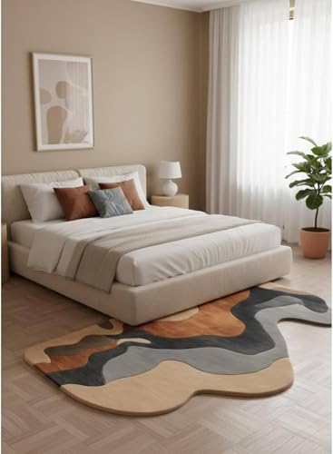 Image of Sifa Carpet Hand Made Natural Woolan Tufted Carpets Irregular Shaped Handmade Area Rugs, for Your Room Multi Color Size 3x5 feet (90x150cm)