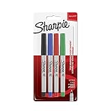 Contiene 4 rotuladores permanentes sharpie: negro, azul, rojo y verde