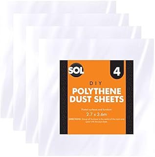 4pk Plastic Dust Sheets for Decorating | 3.6m x 2.7m Large Dust Sheets for Furniture | Dust Sheet Plastic Sheets for Painting | Dust Sheets for Painting Plastic Sheeting for Decorating | Plastic Sheet