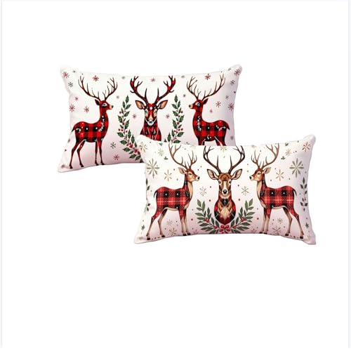 Housse coussin 50x80cm Noël en lin avec zip invisible