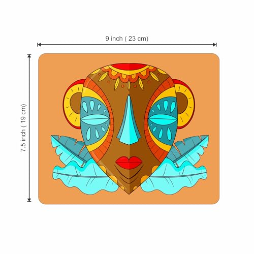Image of My Print Shop Tribal Mask Printed Mouse Pad | 9 x 7.5 Inch (23 x 19 cm) | Non-Slip Rubber Base | Smooth Surface for Office, Home & Gaming