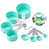 Ampliamente Utilizado: El juego de taza medidora / cuchara medidora es adecuado para medir sólidos, polvos y líquidos como salsa de soja, aceite de oliva, azúcar, sal, café, leche en polvo, varios frijoles, etc.en la cocina al cocinar y hornear. Perfecto para ama de casa o amante de la cocina. es un buen regalo para tus amigos, familiares, etc.