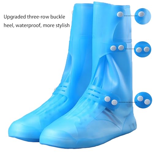 Image of Silicone Reusable Waterproof Shoe Covers for Rain, 13.39 Inch Foldable Tall Boot Design Rain Cover for Shoes