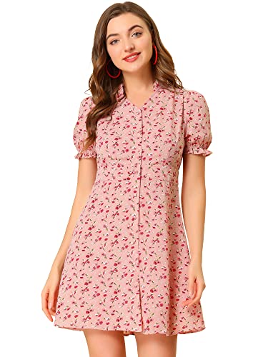 Allegra K Donna Mini Abito in Chiffon con Maniche