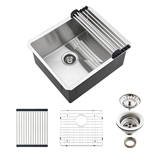 Ecochannels Undermount Kitchen Sink, 21 X 18 X 10 Inch Single Bowl Sink 16 Gauge T-304 Stainless Steel Kitchen Sinks With Accessories #TOP12