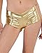 iHeartRaves Metallic Rave Booty Dance Shorts (Medium, Gold)