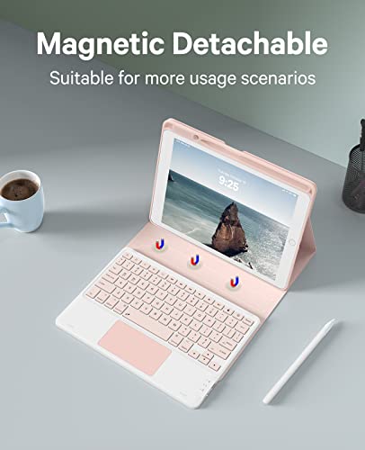 Greenlaw Touch Ipad 9Th 8Th 7Th Generation Case With Keyboard 10.2 Inch, 7 Color Backlit, Stain Resistant Cover, 2-Devices Connection Keyboard For Ipad Air 3Rd Gen. Ipad Pro 10.5, Pink Blush #TOP6