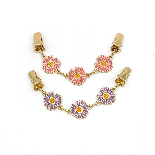 Image of 2PCS Women's small daisy vintage sweater clip sweater duckbill brooch waist-cinching brooch collar clip for girls women