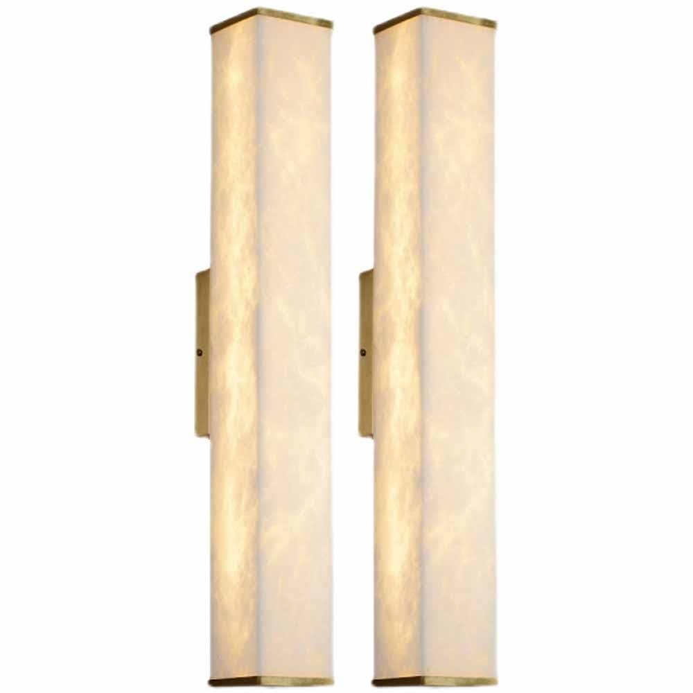 Trividha Gold/Light 23.6" Long Linear Marble Wall Sconce Rectangle Alabaster Sconce Wall Lighting Bathroom Vanity Fixture 24W Dimmable Wall Lamp For Living Room Bedroom Dining Room Hallway