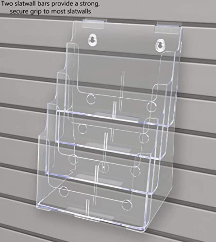 Marketing Holders 4 Tier Stand Paper Flyer 4”W Or 8.5”W Literature Holder Slatwall Mount Value Pack Of 2 Newspaper Article Display Brochure Pamphlet Rack Organizer Hand Out Magazine #TOP3