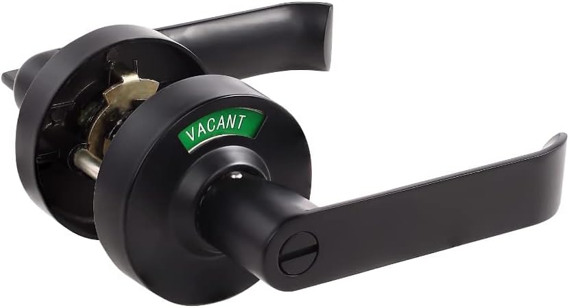 Privacy Lock with Large Indicator for Bathroom Inuse and Vacant, ADA Compliant Lever, Commercial Grade, Perfect for Restroooms of Professional Office Apartment Airbnb Warehouse Matte Black
