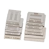 【 Ensemble de pochoirs BGA 】 Ce lot comprend des pochoirs BGA pour les tailles de puce, offrant des options pour différentes versions DDR et pour les types BGA. L'ensemble de 12 pièces couvre DDR1 à DDR5, tandis que le lot de 14 pièces comprend DDR1 à DDR1. L'ensemble de 20 pièces s'étend à DDR1 à DDR7 et supplémentaires pour les types BGA tels que DDR4-BGA78, DDR4-BGA96 et NAND-BGA152.