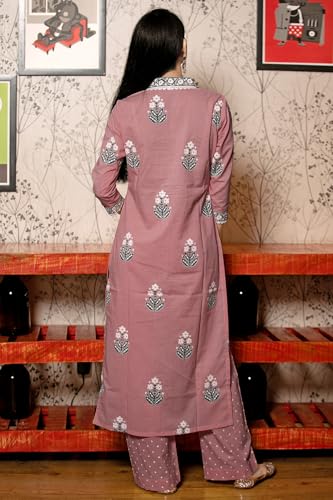Image of GoSriKi Women's Cotton Blend Straight Hand Block Printed Kurta with Pant & Dupatta | Ethnic Wear for Women | Indian Casual Office Daily Summer Outfit
