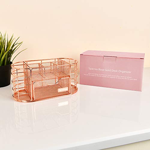 Spacrea Desk Organizers And Accessories, Office Organizer Pencil Holder For Desk, Desk Office Supplies Organizer (Rose Gold) #TOP6