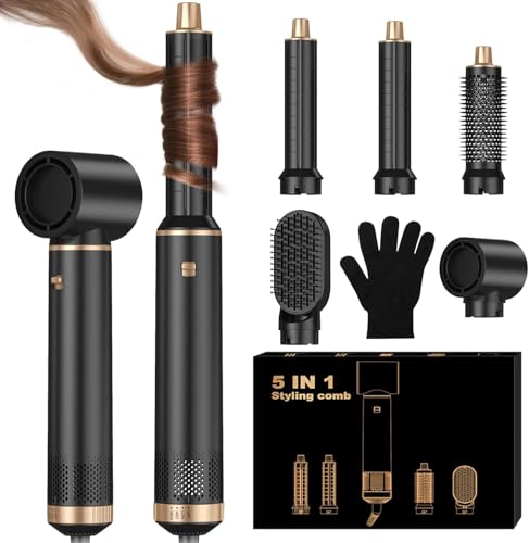 Secadores de Pelo 5 en 1 Planchas del Pelo Moldeador Pelo Hair Curler con Cepillo Secador, Cepillo de Aire Caliente, Cepillo Alisador Pelo per Asciugare, Raddrizzare e Volumizzare