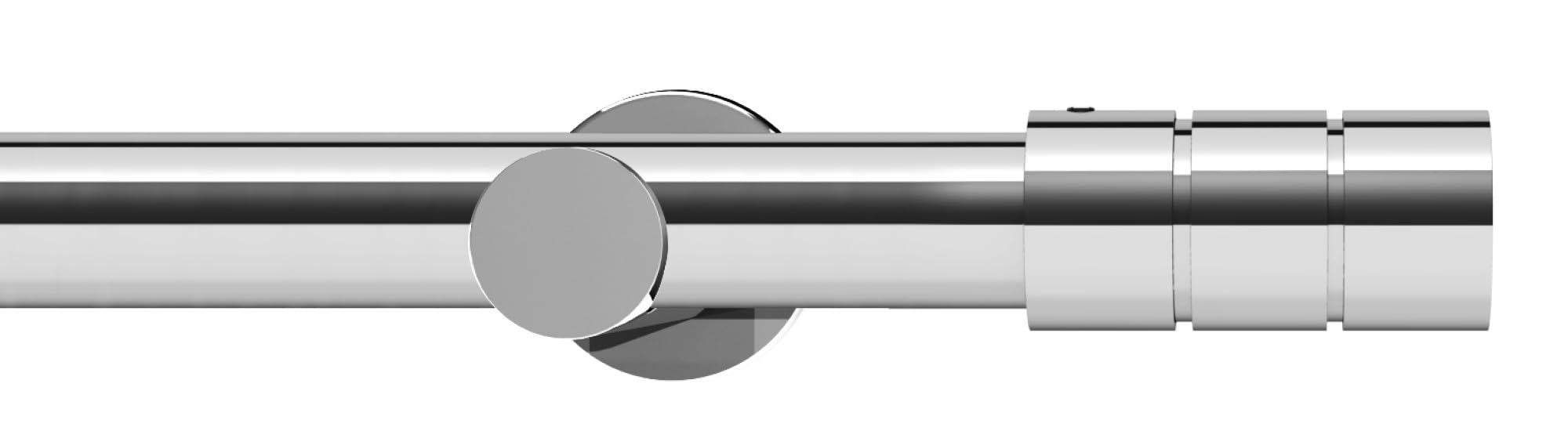 Eyelet Curtain pole set - Metal - 28mm - Swish Contemporary Round Brackets with Brooklyn Barrel Finials, Chrome (150 cm)