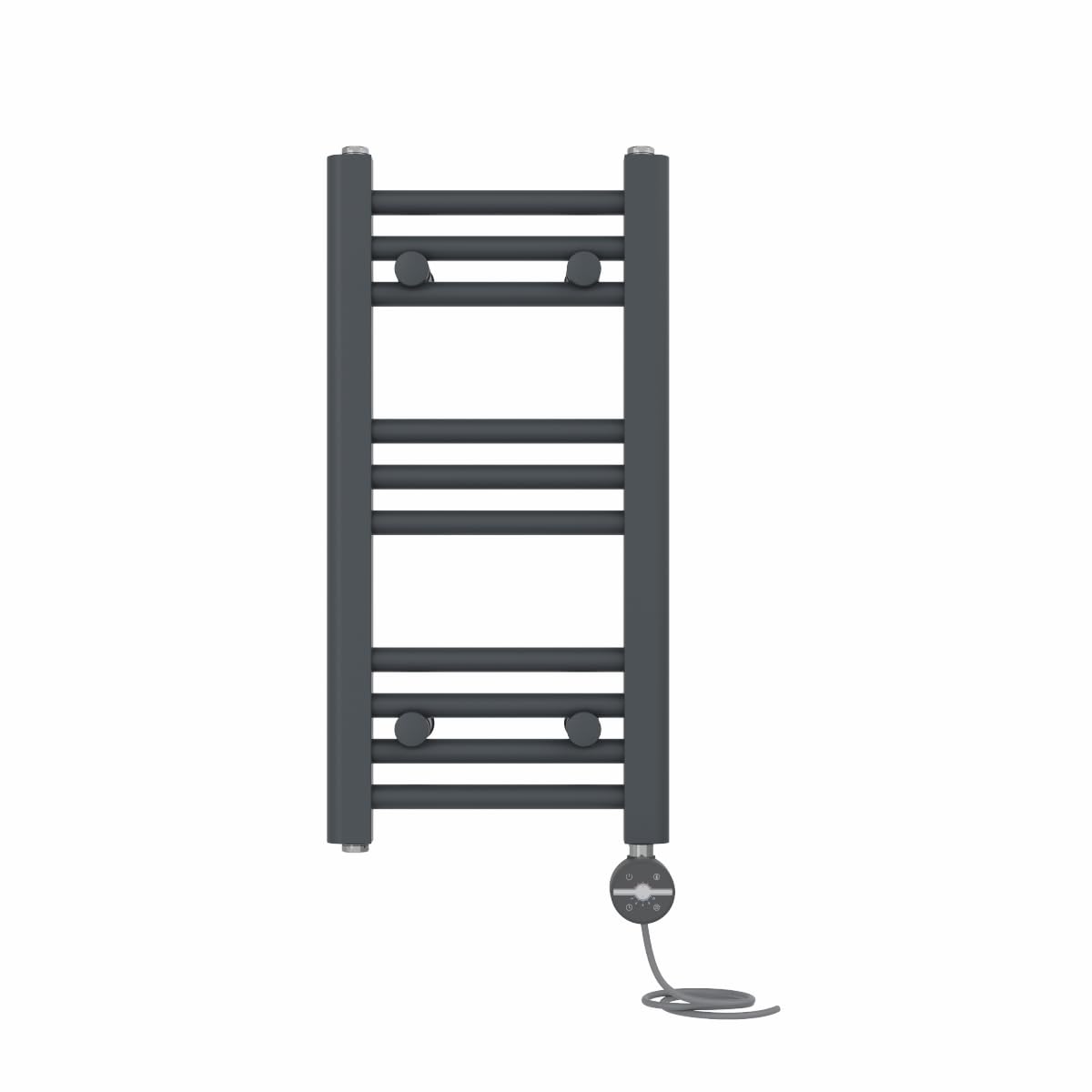 NRG Prefilled Straight Electric Heated Towel Rail Radiator Anthracite Thermostatic Bathroom Warmer with Touch Screen Display 600x300mm - 200W