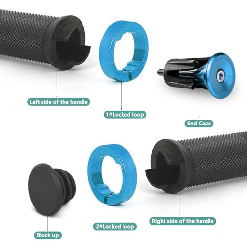YTOOK Bike Handlebar Grips, Blue Non-Slip Rubber Mountain Bike Grip with Aluminum Lock, BMX Grips and MTB Grips - Image 4