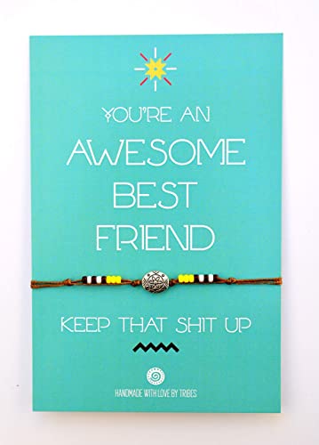 Best Friend Bracelet, Funny Friendship Bracelet Gift, Birthday Holiday Christmas Gift For Bff Bestie Sister Family Women And Girls, Handmade Gifts By Tribes (Yellow, Multicolor, Oval Metal Bead) #TOP7
