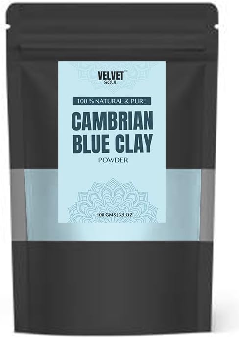 Velvet Soul Cambrian Blue Clay for Facial Mask | Reduce Acne, Blemishes & Pimples | Hair Treatment & Repair | 100 gms