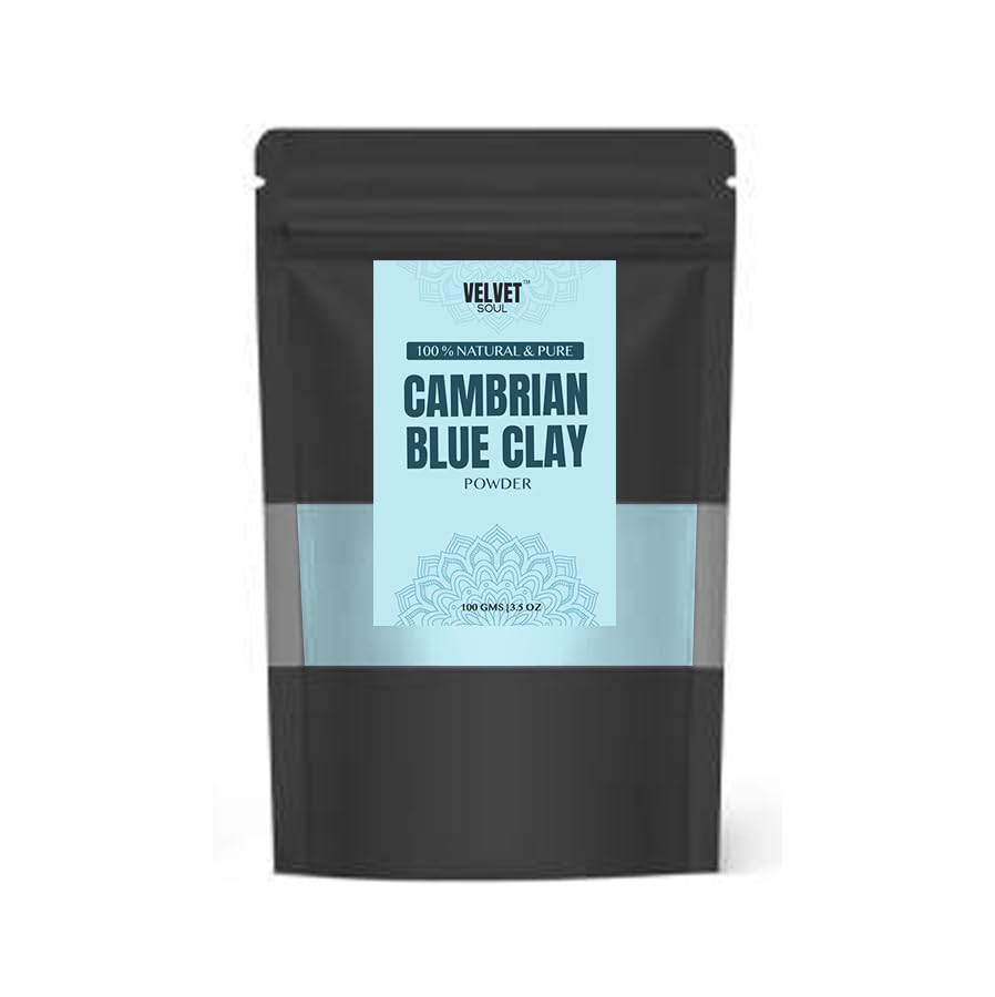 Velvet Soul Cambrian Blue Clay for Facial Mask | Reduce Acne, Blemishes & Pimples | Hair Treatment & Repair | 100 gms