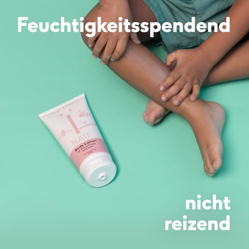 Naif, pielęgnujący balsam do ciała dla niemowląt i dzieci, pielęgnuje wrażliwą skórę niemowląt i dzieci, nie zawiera olejów mineralnych, naturalne składniki, szybko się wchłania i nie jest lepki, 100% wegański, 200 ml