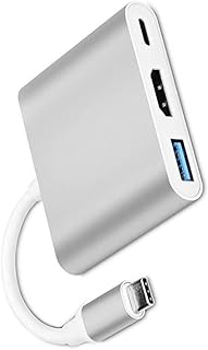 محول USB-C الى HDMI 4K عند 60 هرتز ايه في متعدد المنافذ مع مخرج 4K ومنفذ USB C شحن سريع USD3 متوافق ماك بوك برو وايباد 2018 وجالاكسي S20 والمزيد من تينج الالوان