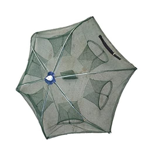 BESPORTBLE Fishing Net Foldable Crab Net Trap Cast Dip Cage Minnow Crawfish Shrimp Umbrella Design (6 Holes)