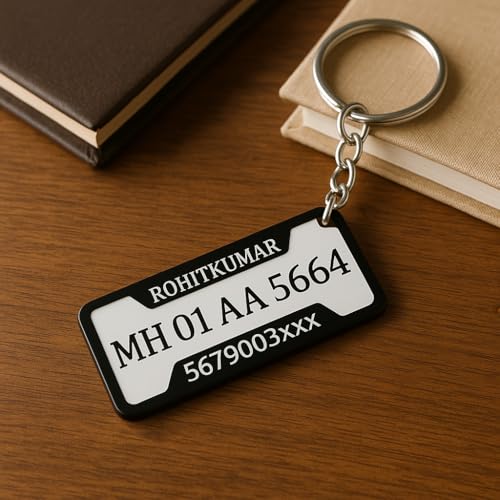 Image of Customized Number Plate Keychain for Bikes and Cars Personalized Gift Long Size printed, Acrylic (pack of 1) personalised keychain