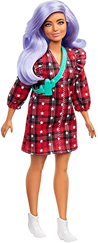 Barbie Fashionistas Muñeca Curvy con Vestido Rojo miniatura 1