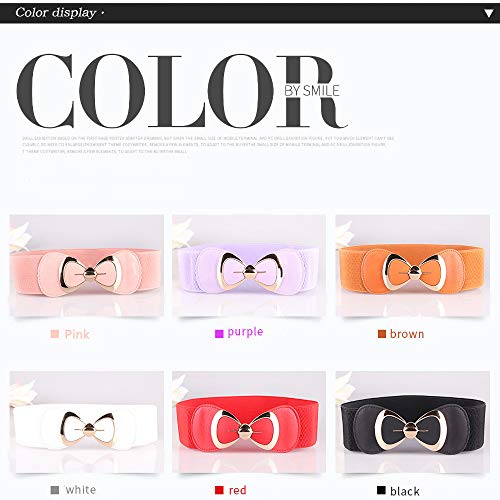 Bow-Knot Waist Belts Elastic Wide For Womens/Girls Dress (Pink) #TOP3