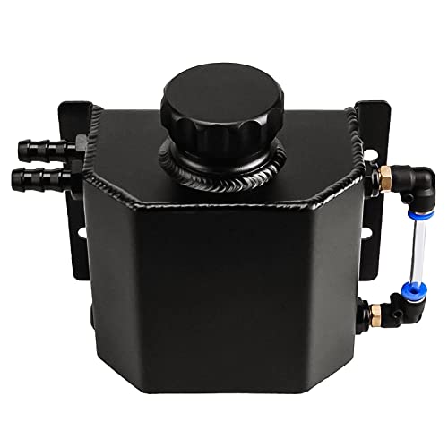 1L Universal Coolant Radiator Tank,Radiator Overflow Tank,Aluminum Radiator Coolant Overflow Bottle Recovery Black With Cap #TOP3