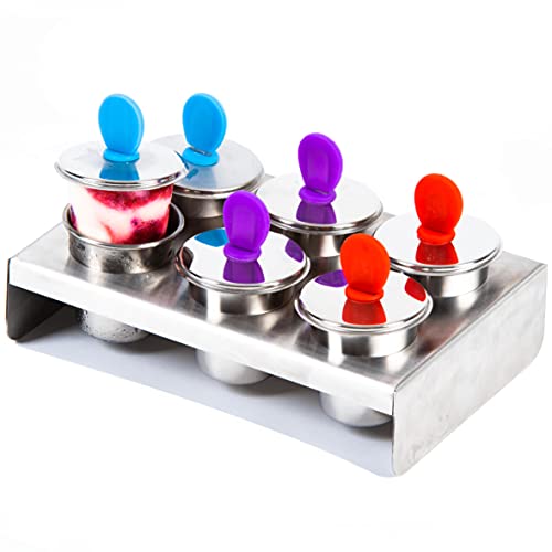 Image of Stainless Steel Popsicle Maker. Kids Easy Popsicles Molds Set. 6 BPA Free Mini Popsicle Molds + Ice Pop Mold Tray & Leak-Proof Silicone Seals. Fast Freezing Ice Cream Popcical Makers by Kitzini