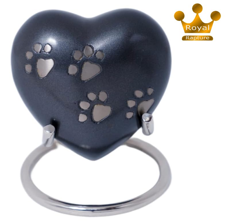 Royal Rapture Urn for ashes Paw Heart Funeral Cremation Memorial Keepsake Pet Dog Cat, Grey, 3" - Image 2