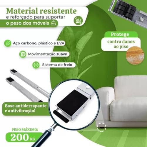 Suporte Móvel Ajustável Com Rodinhas Base Móvel para Geladeira, Máquina de Lavar, Móveis e Eletrodom