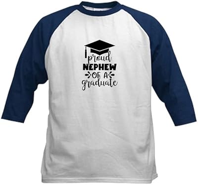 CafePress Proud Nephew of A Graduate Baseball Jersey Kids Cotton Baseball Jersey, 3/4 Raglan Sleeve Shirt Navy/White
