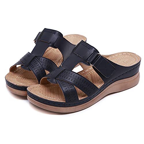 Sandales de plage confortables marron en grande taille 44 EU pour femmes