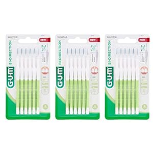 GUM Bi-Direction interdentale borstels 6 stuks verpakking 0,7 mm groen (kaars), 3-delig voordeelverpakking (3x 6 stuks)