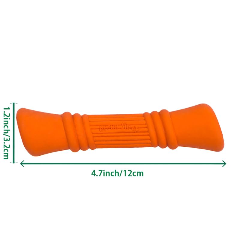 Image of Green Sheep Natural Rubber Bone Chew Toy for Small to Medium Dogs, Puppy Teething Toy, Tough Dog Chew Toys to Keep Them Busy, Orange