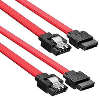 SATA III Cable 2-Pack, SATA III 6Gbps 7pin Female to Female Straight Data Cable 18 Inch Compatible for SATA HDD, SSD, CD Driver, CD Writer (0.5M) - Red