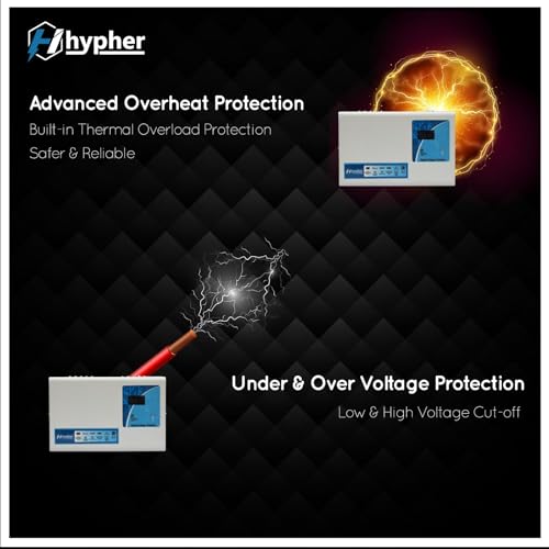 Image of HYPHER 4KVA Voltage Stabilizer for All Inverter and Non Inverter AC Upto 1.5 Ton| 4000 W 120V-290V | Digital Disply | 3 Year Warranty | German Toroidal Coil |Low /High Voltage Cut-Off