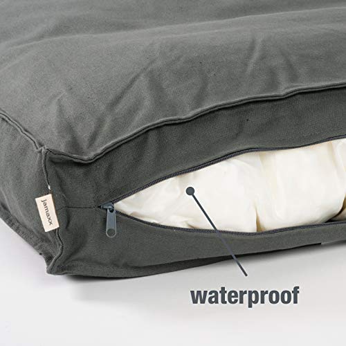 JAMAXX Premium Hundekissen - Orthopädisch Memory Schaumstoff-Flocken, Waschbar Abnehmbarer Bezug Wasserabweisend - Hundebett mit Canvas Stoffbezug PDB1007 (S) 65x50 grau
