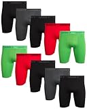 AND1 Mens Boxer Briefs - 10 Pack Performance Stretch Mens Underwear Long Leg Boxers for Men with Contour Pouch, 9' Inseam, Size Medium, Black/Charcoal Grey/Flame Red/Classic Green