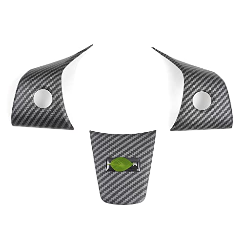 Muge Racing Tesla 3 Y Steering Wheel Cover Trims Abs Plastic Tesla Model 3/Y Accessories Fit For Tesla Model 3 & Model Y (Matte Carbon Fiber Pattern) #TOP18