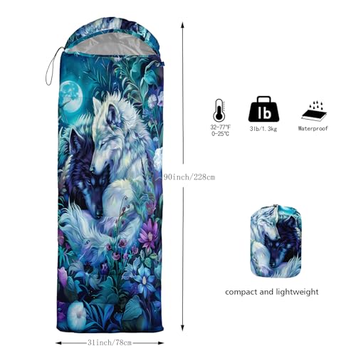 Sleeping Bags for Adults and Kids, 3D Printing Camping Sleeping Bag for Girls Boys Lightweight Waterproof Cold/Warm 3-Season, Outdoor Travel with Compression Bags miniatura 2