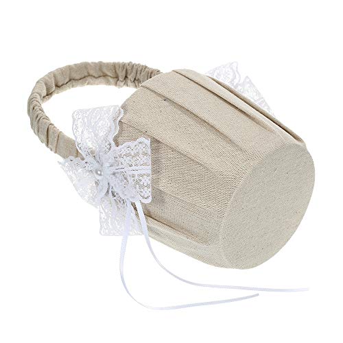 Baugger - Cesta de flores de casamento Cesta de serapilheira Vintage Bowknot Cesta de flores Cesta d