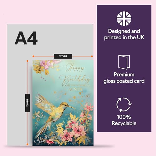 Giftzie GCARD-A5DG-GOLDBIRDS-AUNT-FBA Beautiful Gold Birthday Cards For Aunt thumb #5